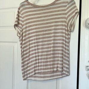 American Eagle Outfitters Beige and White Striped Tee